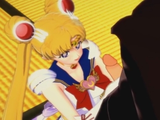 Sailor Moon branle la bite de Tuxedo Mask
