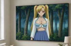 Une blonde d'ecchi sort de la tv et devient réelle par IA