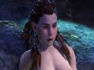 Aloy se caresse dans une rivière de Horizon Zero Dawn
