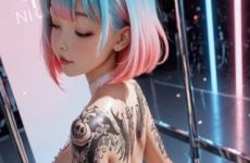 Cyberpunk girl marche en string sexy par IA