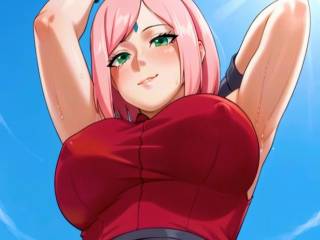 Sakura Haruno sexy dans sa tenue de gym par IA