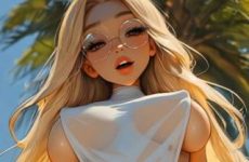 Jolie blonde aux gros seins fait une danse lascive