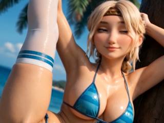 Astrid Hofferson en bikini moulant avec cameltoe