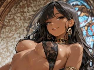 Jolie brune fait une danse orientale par IA