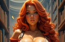 Rousse aux gros seins en lingerie sexy par IA
