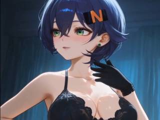 Jolie brunette danse en lingerie par IA