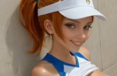 Joueuse de tennis aux seins nus parfaits par IA