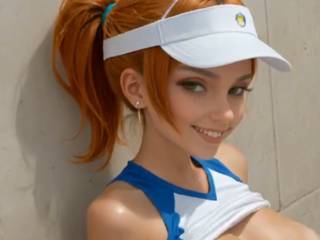 Joueuse de tennis aux seins nus parfaits par IA