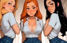Trois filles ecchi dansent en mini-jupe par IA
