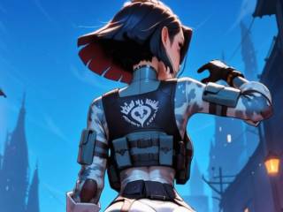 Sexy brunette en bodysuit version ecchi par IA