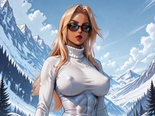 Jolie blonde surfeuse en combinaison blanche moulante