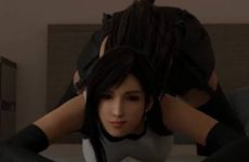 Tifa Lockhart de FF7 Remake à 4 pattes dans son lit