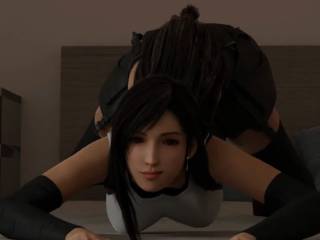 Tifa Lockhart de FF7 Remake à 4 pattes dans son lit