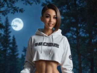 Balade en forêt de nuit en string par IA