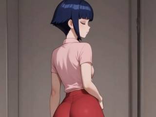 Hinata remue ses fesses en leggins dans Naruto par IA