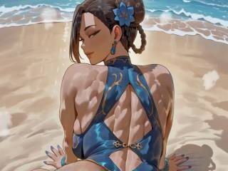 Chun-li à quatre pattes au bord de mer par IA