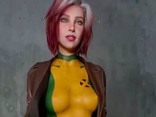 Rogue des X-men dans sa combinaison très moulante