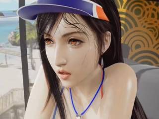 Tifa Lockhart fait du vélo en bikini sexy