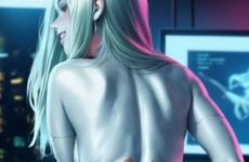 Rebecca de Cyberpunk twerk en string par IA