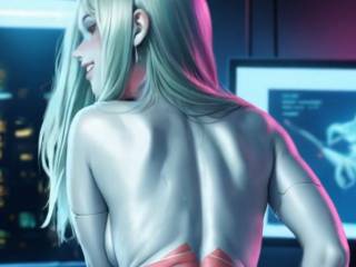 Rebecca de Cyberpunk twerk en string par IA