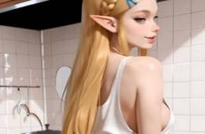 Princesse Zelda en string dans sa cuisine par IA