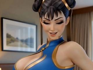 Chun-li de SFVI dans sa combinaison moulante par IA