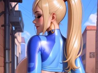 Samus Aran aux gros seins dans Metroid par IA