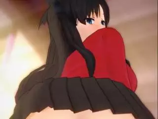 Tohsaka Rin remue son gros cul dans Fate/stay night