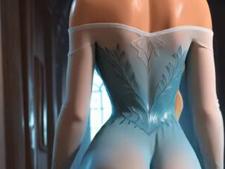 Elsa remue ses fesses dans sa nuisette transparente