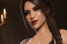 Lara Croft en lingerie transparente sexy par IA