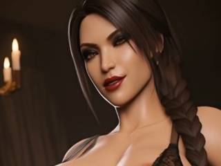 Lara Croft en lingerie transparente sexy par IA