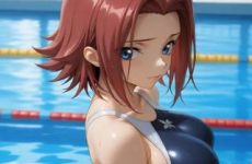 Jolie nana dans la piscine par intelligence artificielle