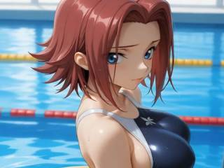 Jolie nana dans la piscine par intelligence artificielle