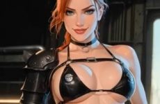 Rousse sexy en bikini de cuir par intelligence artificielle