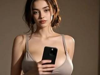 Jolie fille sportive s'exhibe sur son lit par IA