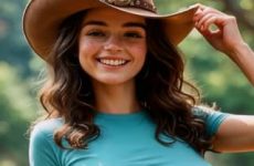 Cowgirl aux gros seins en mini short sexy par IA