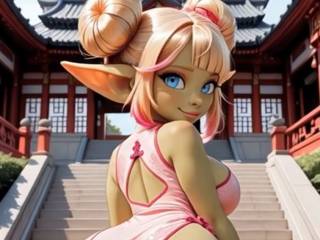 Jolie gobeline en robe sexy par intelligence artificielle