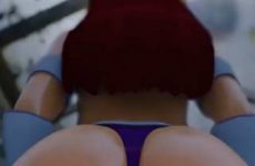 Starfire montre son string en gros plan en ecchi 3D