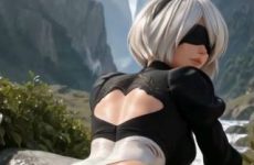 Yorha 2B remue ses grosses fesses en string par IA
