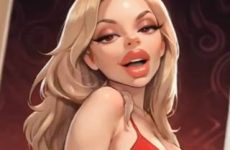 Une blonde bimbo ultra sexy dans sa robe moulante