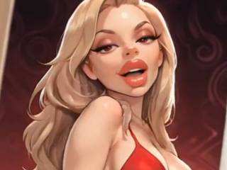 Une blonde bimbo ultra sexy dans sa robe moulante