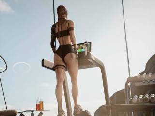 Lara Croft garde la forme sur son tapis de course