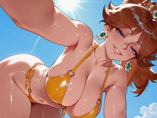 La princesse Daisy en bikini très échancré par IA