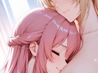 Deux nanas de-mangas très câlines par IA