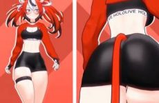 Hakos Baelz marche en legging de façon sexy