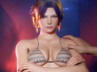 Elle nous fait admirer son bikini avant et arrière