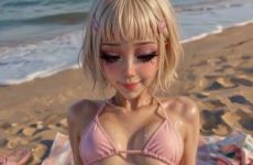 Blonde sexy en bikini qui nous aguiche par IA