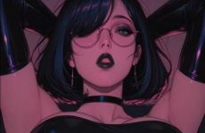 Jolie gothique qui remue ses gros seins par IA