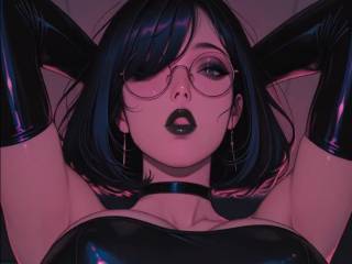 Jolie gothique qui remue ses gros seins par IA