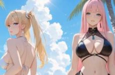 Deux nanas défilent en bikini sexy par IA